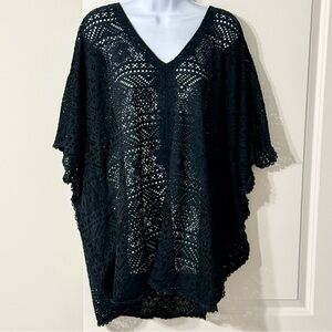 Elegant Black Crochet Swim Coverup